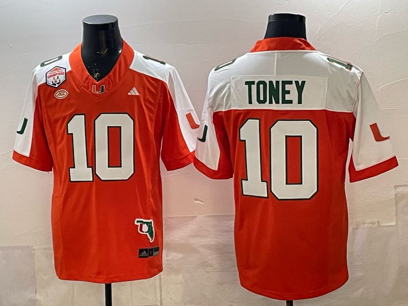 Men 2026 Miami Hurricanes #10 Toney Orange 3th generations Nike Limited NCAA Jersey 06->ncaa teams->NCAA Jersey